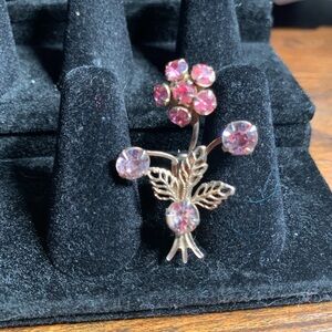 Pink Crystal Floral Brooch - Elegant Women's Jewelry